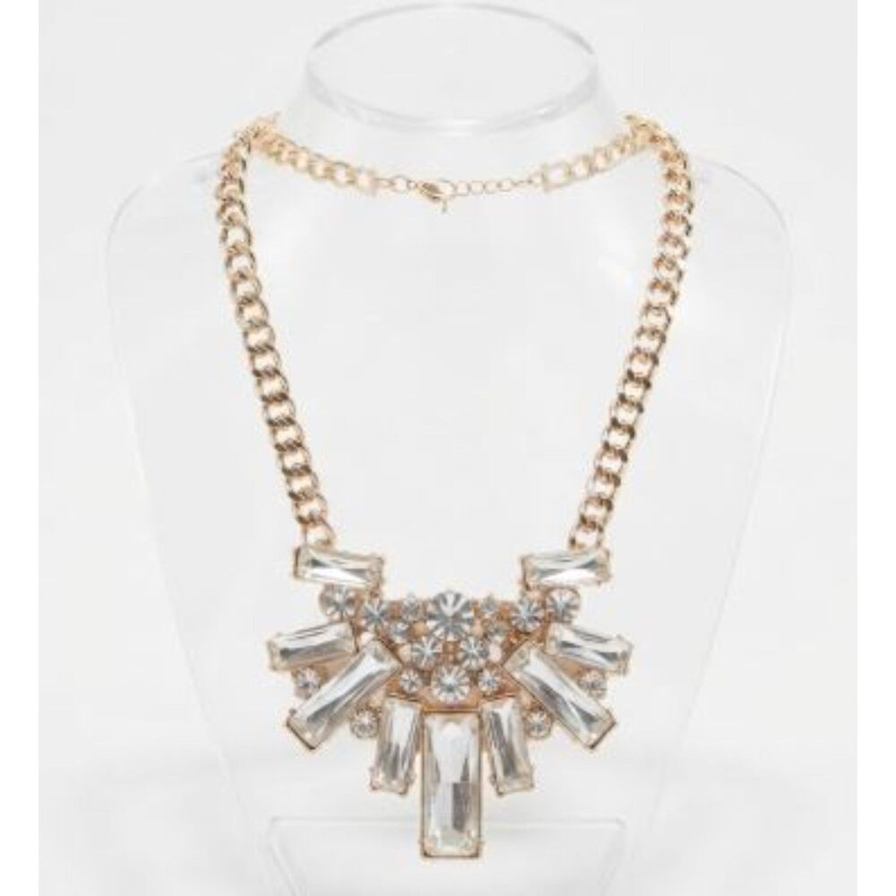 Lee Angel Women's Crystal Baguette Burst Statement Necklace NWT 298